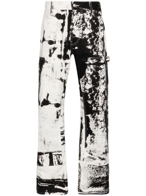 Alexander McQueen Fold-print cropped jeans Men