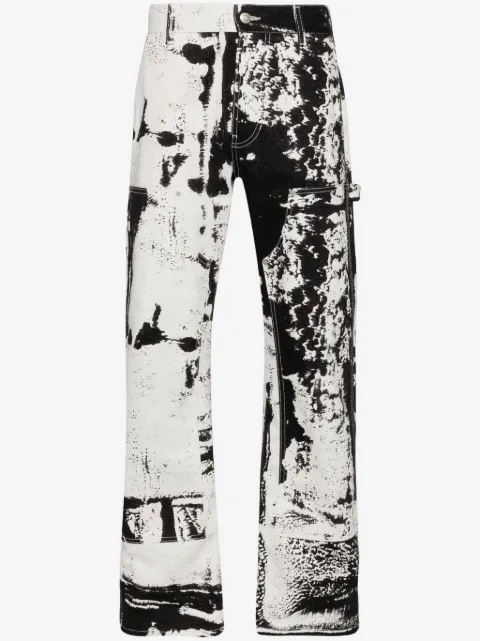 Alexander McQueen Fold-print cropped jeans
