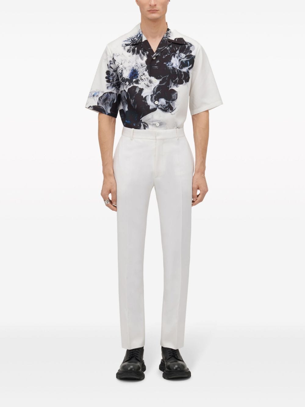 Shop Alexander Mcqueen Dutch Flower Silk Shirt In White