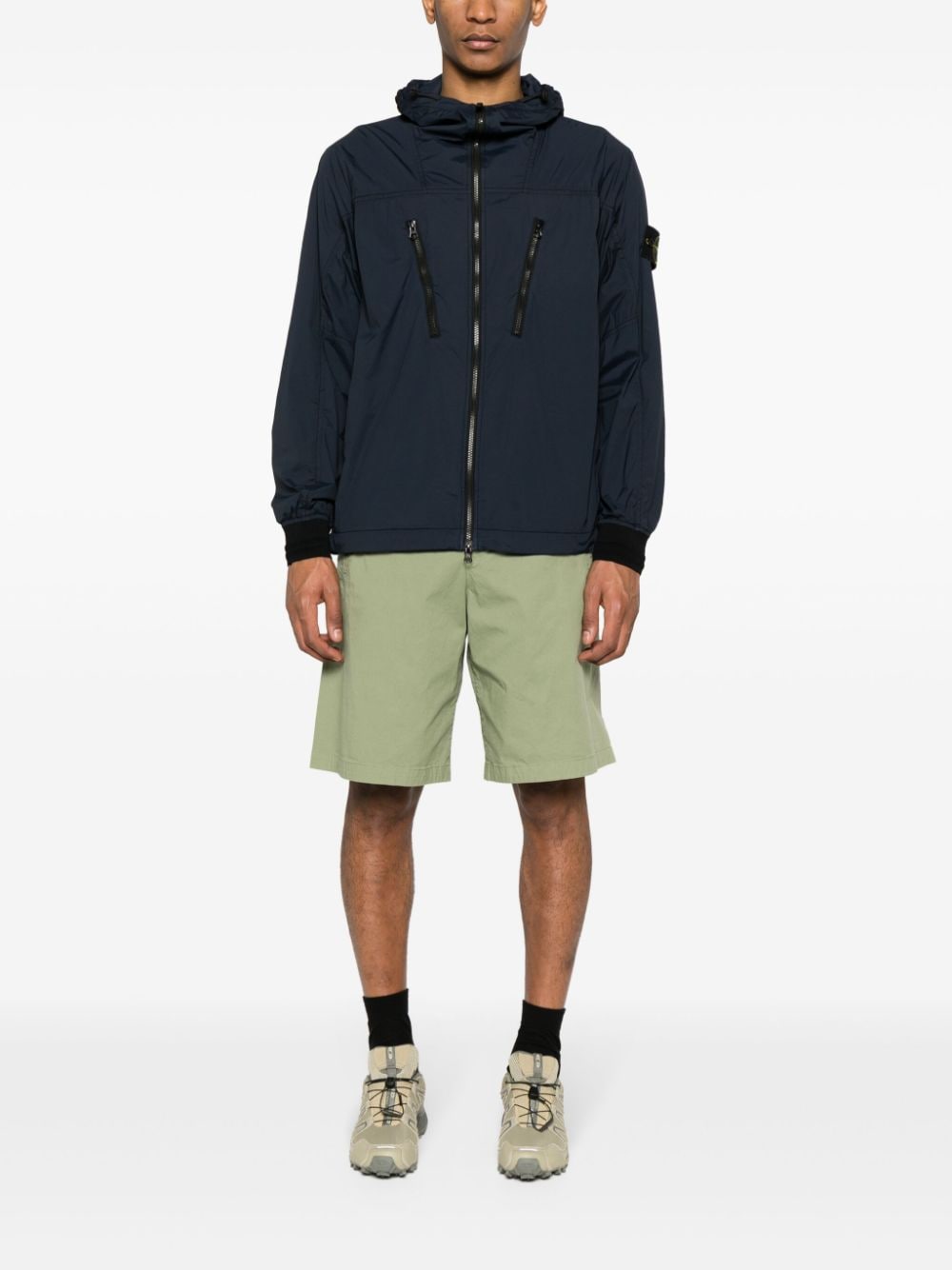 Shop Stone Island Compass-badge Hooded Jacket In 蓝色