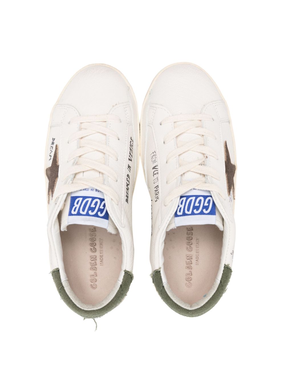Shop Golden Goose Super Star Slogan-print Leather Sneakers In White