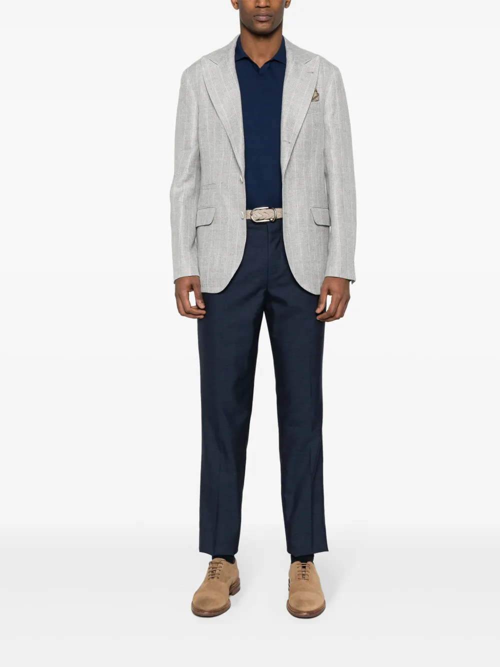 Brunello Cucinelli Gestreepte blazer - Grijs