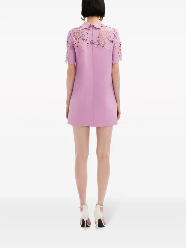 パーティードレス Lilac Guipure Dress Oscar De La Renta Mixed Botanical guipure-panel Minidress