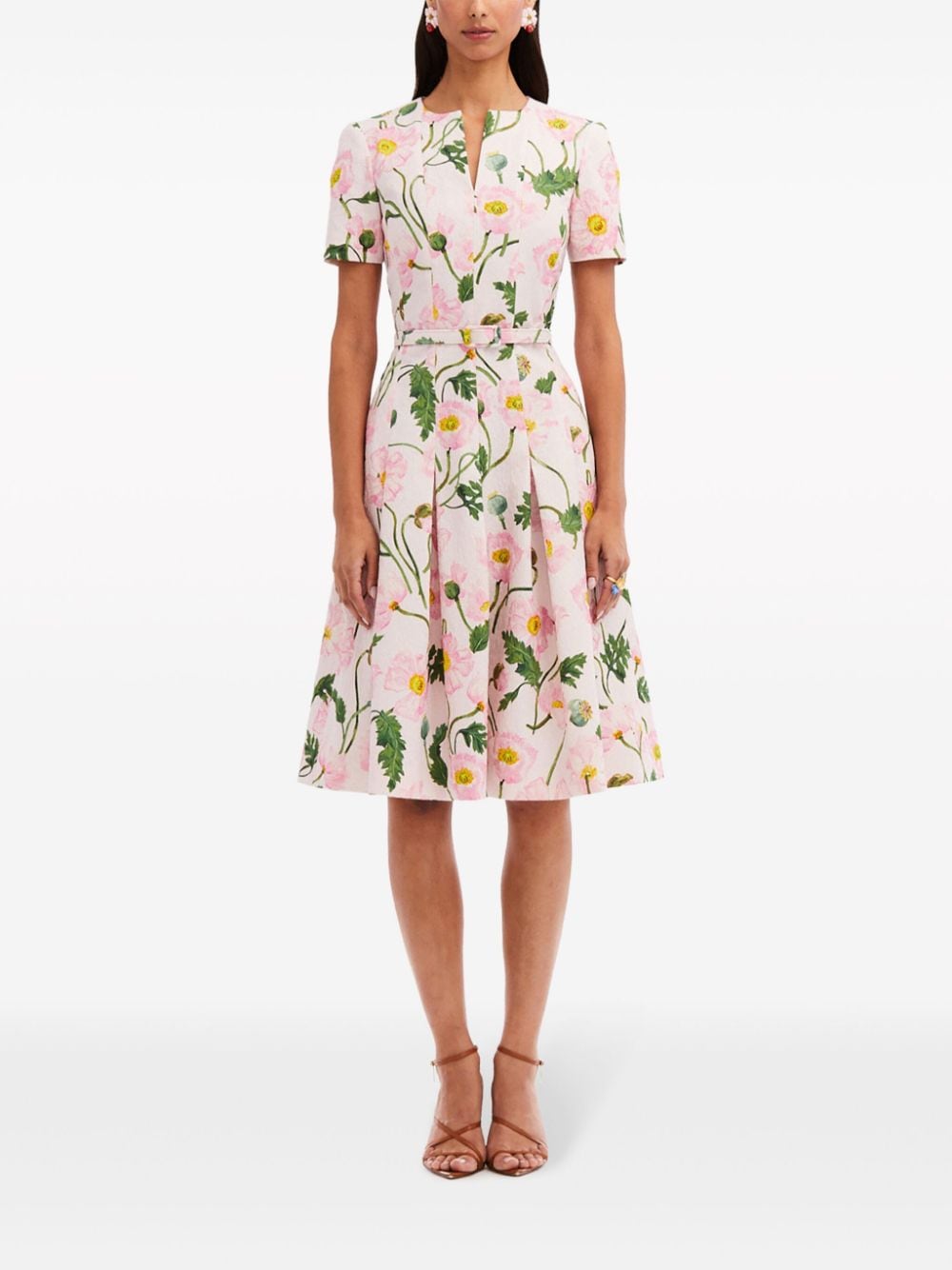 Oscar de la Renta Midi-jurk met paisley-print Roze