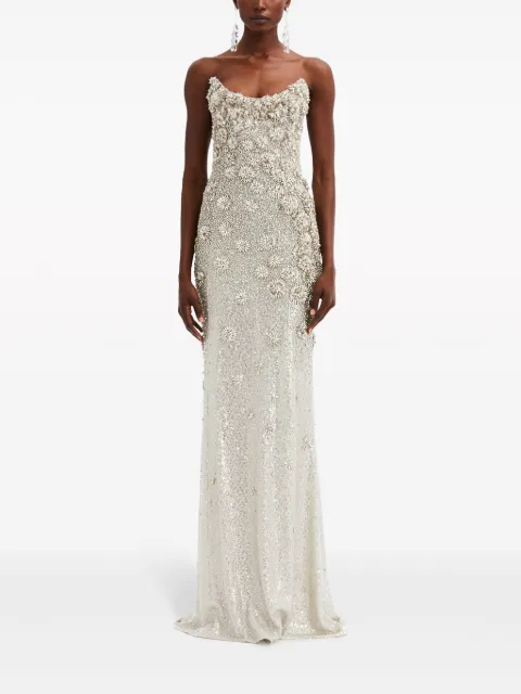 Oscar de la Renta crystal-embellished strapless gown 24SE020TULCRT - 1