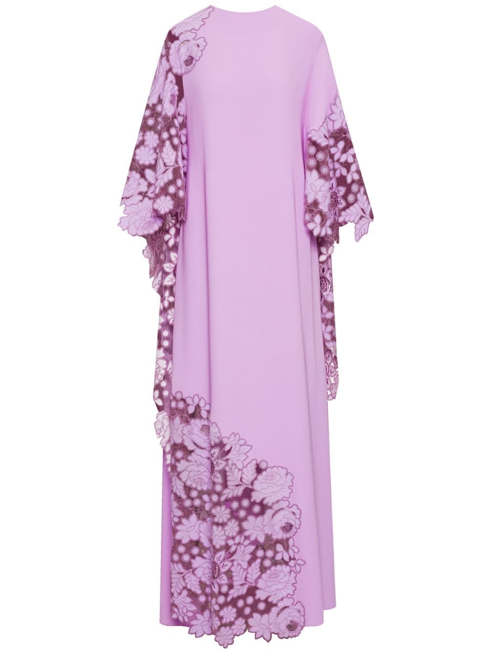 Oscar De La Renta Botanical-embroidered Kaftan Dress In Purple