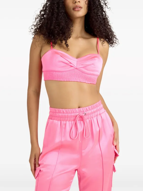 Cinq A Sept Nikola pleat-detail Crop Top | Pink | FARFETCH