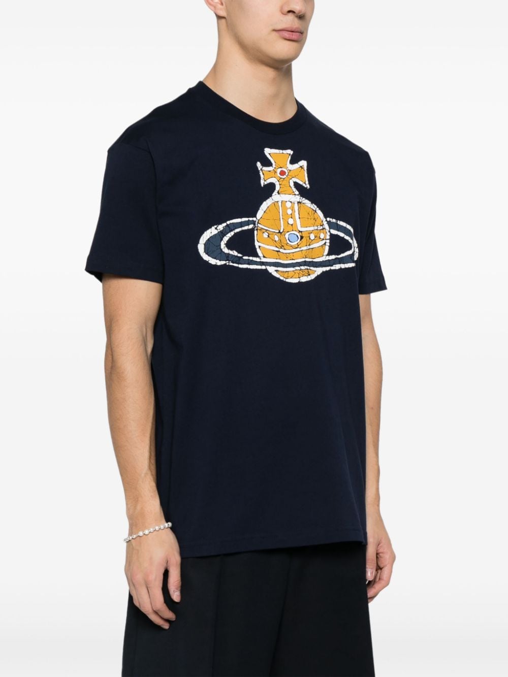 Shop Vivienne Westwood Orb-logo-print Cotton T-shirt In Blue