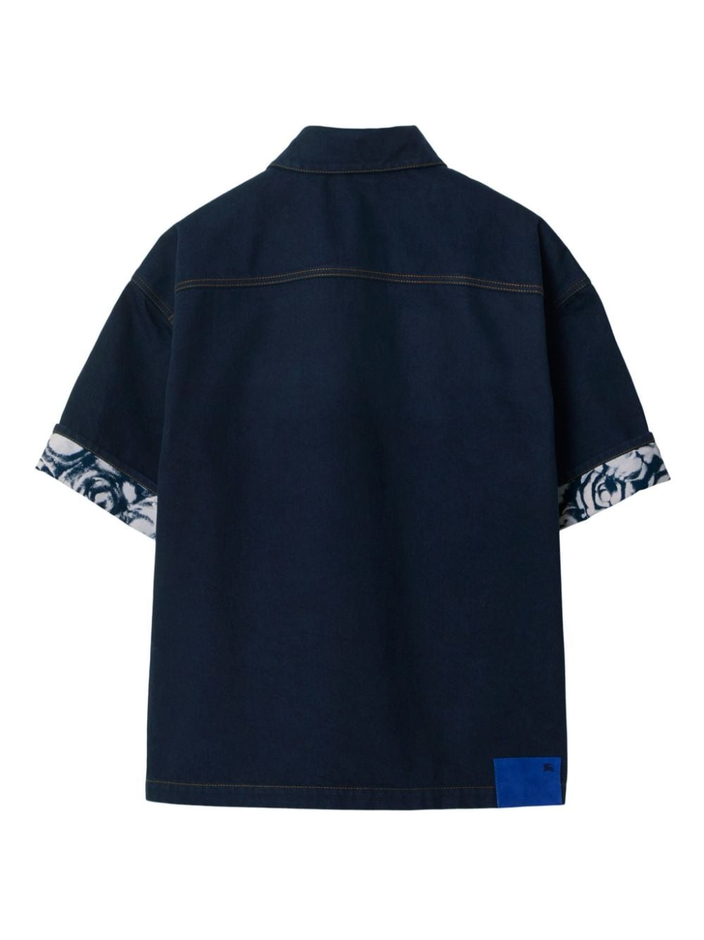 Shop Burberry Contrasting-cuffs Denim Shirt In Blue