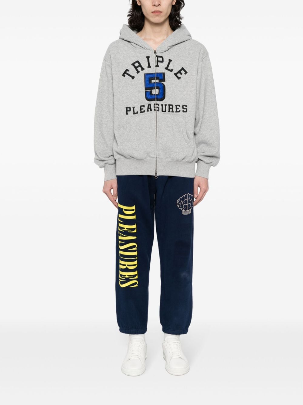 Shop Pleasures Logo-embroidered Track Pants In Blue