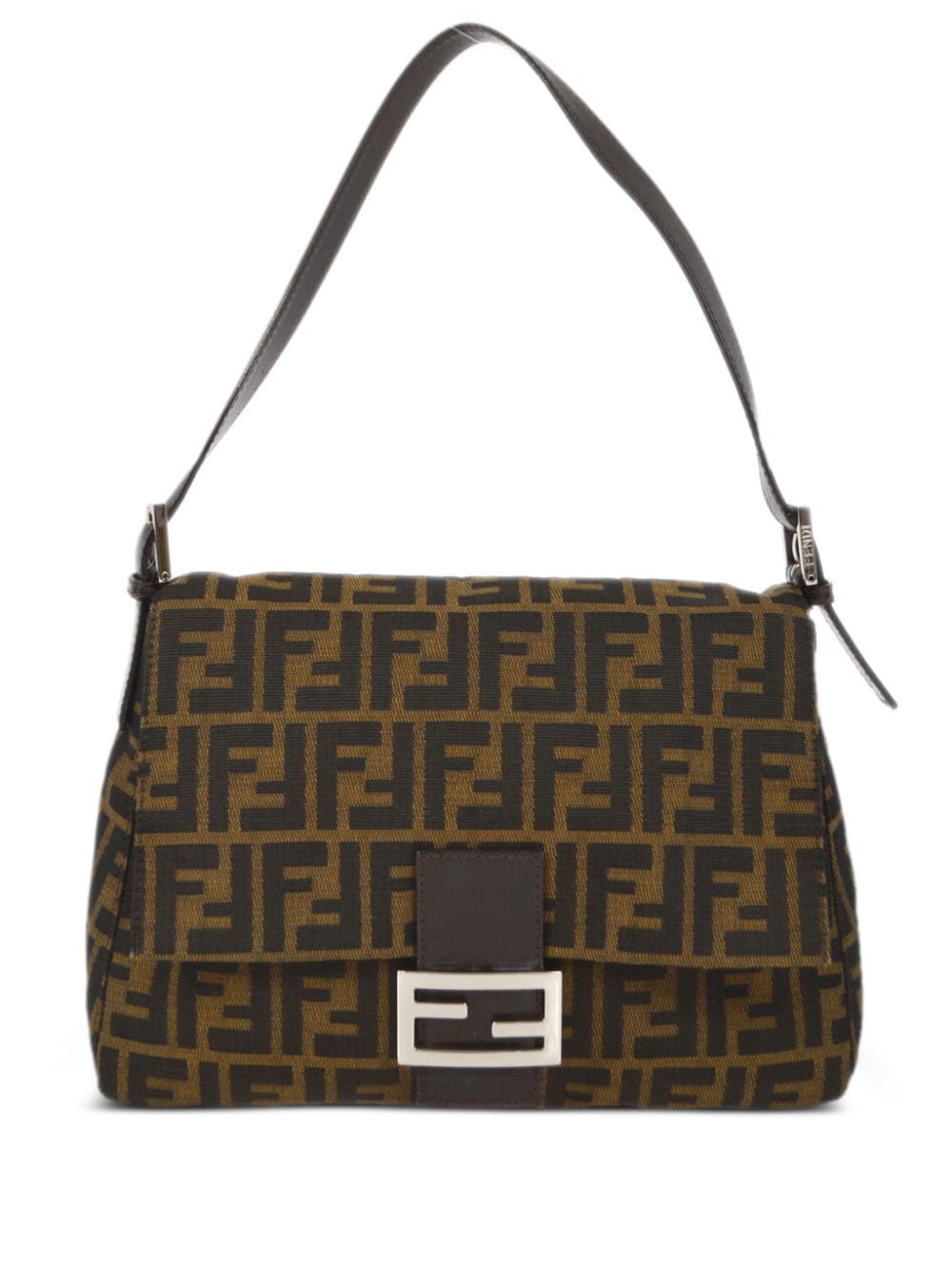 Pre-owned Fendi 1990-2000s Mamma Baguette Zucca Shoulder Bag In Brown