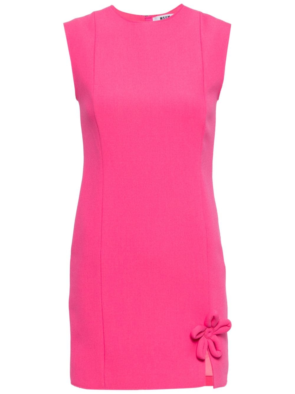 Shop Msgm Floral-appliqué Sleeveless Minidress In Pink