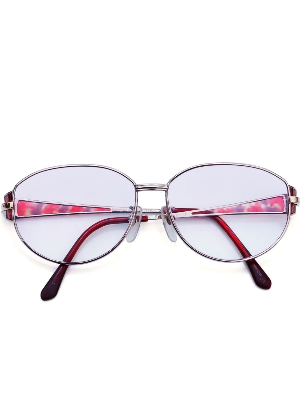 Pre-owned Saint Laurent Logo雕刻圆框太阳眼镜 In Pink