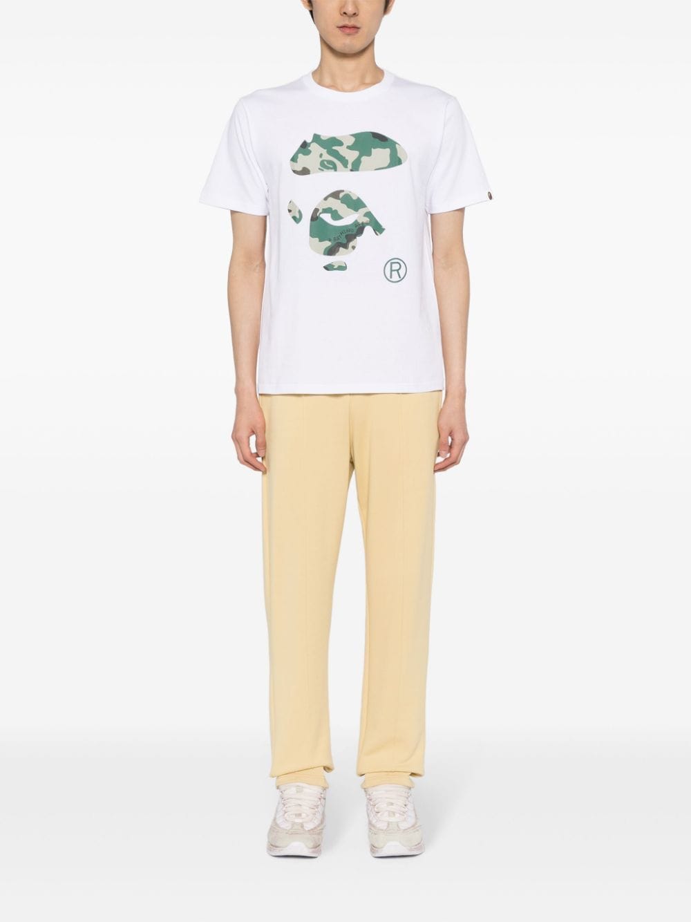 Shop A Bathing Ape Thermography Ape Face-print Cotton T-shirt In Weiss