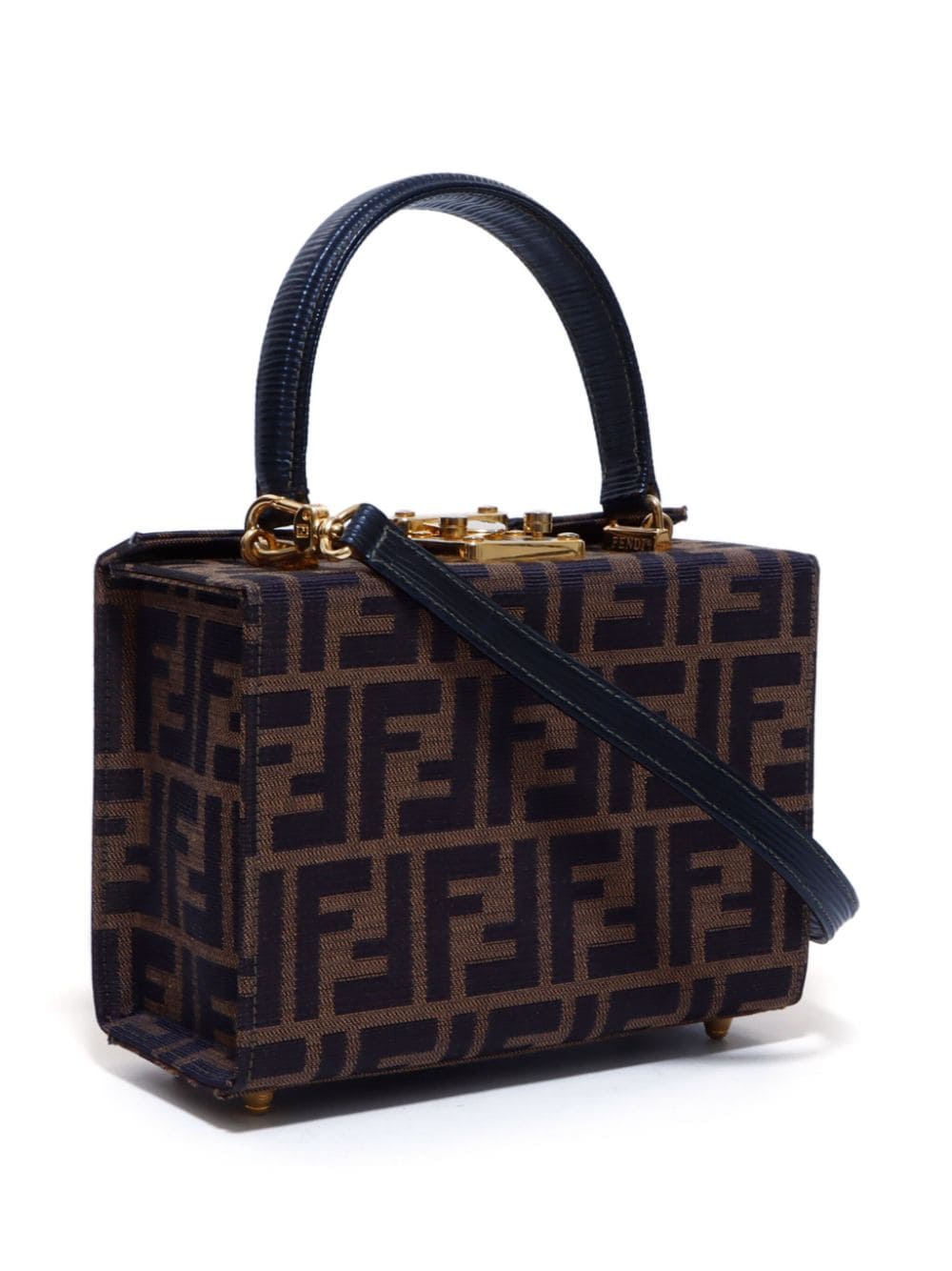 Pre-owned Fendi Zucca Two-way Vanity Handbag In Brown