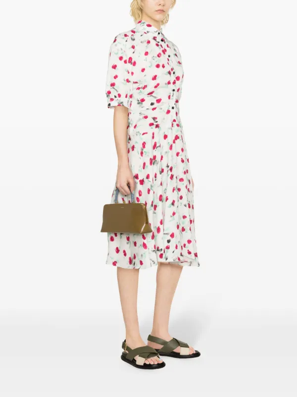 printed crepe midi dress Cutout printed crepe midi dress - dark green