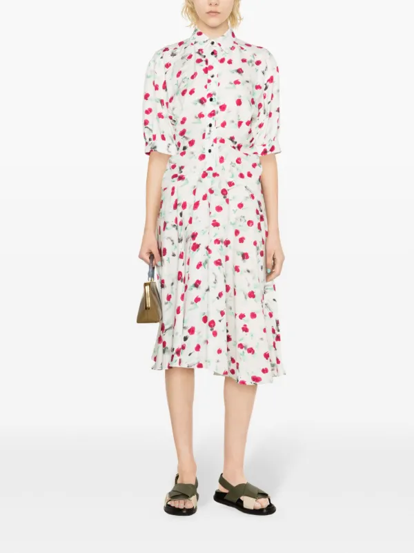 ワンピースその他 MARNI Women Dresses ABMA1171A0TCX28 White White poplin boat-neck dress with Cybele print | Marni