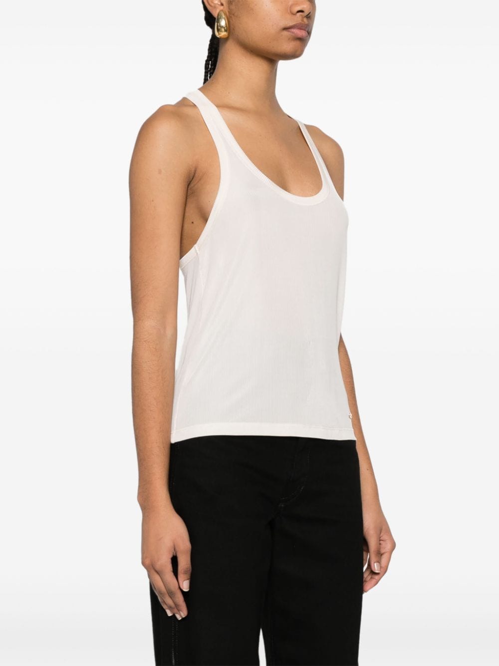 Shop Tom Ford Ribbed-knit Racerback Top In Neutrals