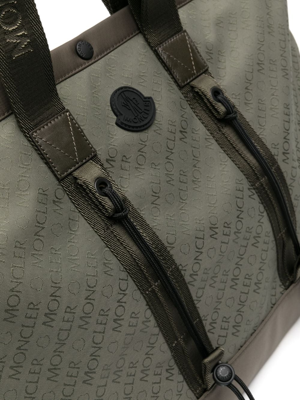 Shop Moncler Tech Jacquard Tote Bag In 绿色