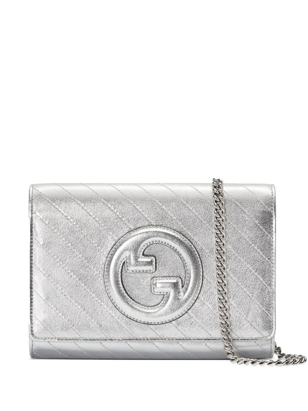 Gucci Blondie Metallic Crossbody Bag In Silver