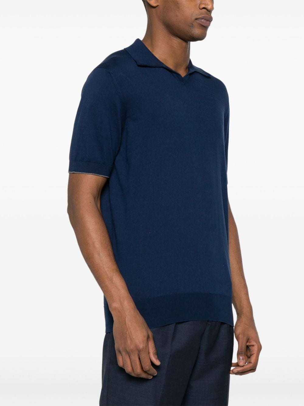 Shop Brunello Cucinelli Fine-knit Cotton Polo Shirt In Blue