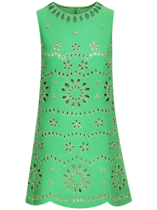 Oscar de La Renta Crystal-embellished Mini Shift Dress - Green