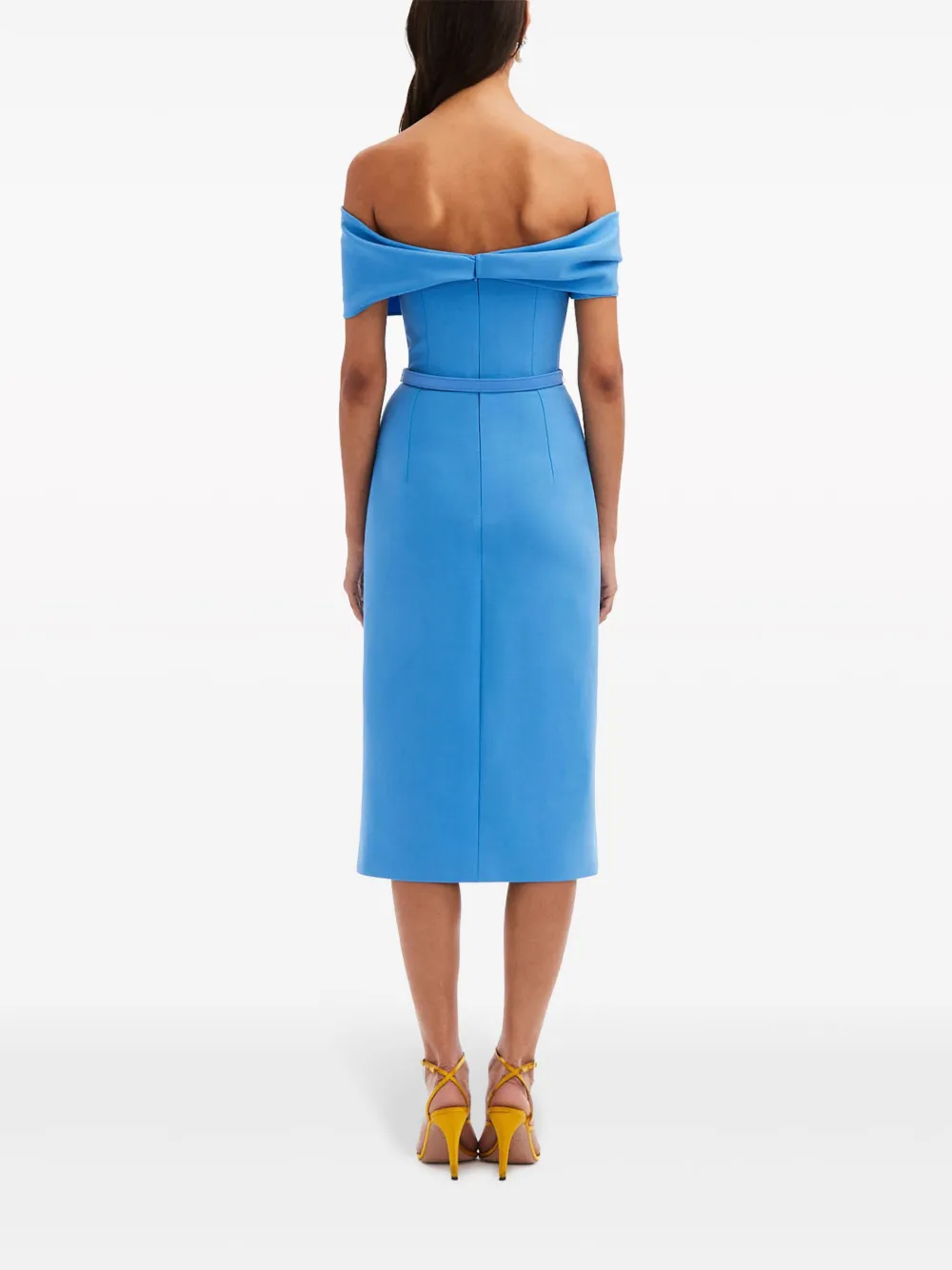 Oscar de la Renta Off-shoulder midi-jurk Blauw