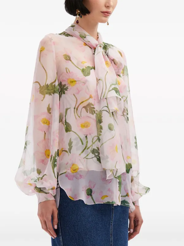 Chemisier Oscar De La Renta En Soie Plissée Rose – Neuf Avec étiquettes, Taille 2/4, Occasion Chic