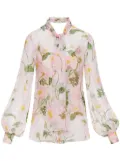 Oscar de la Renta poppy-print silk shirt - Pink