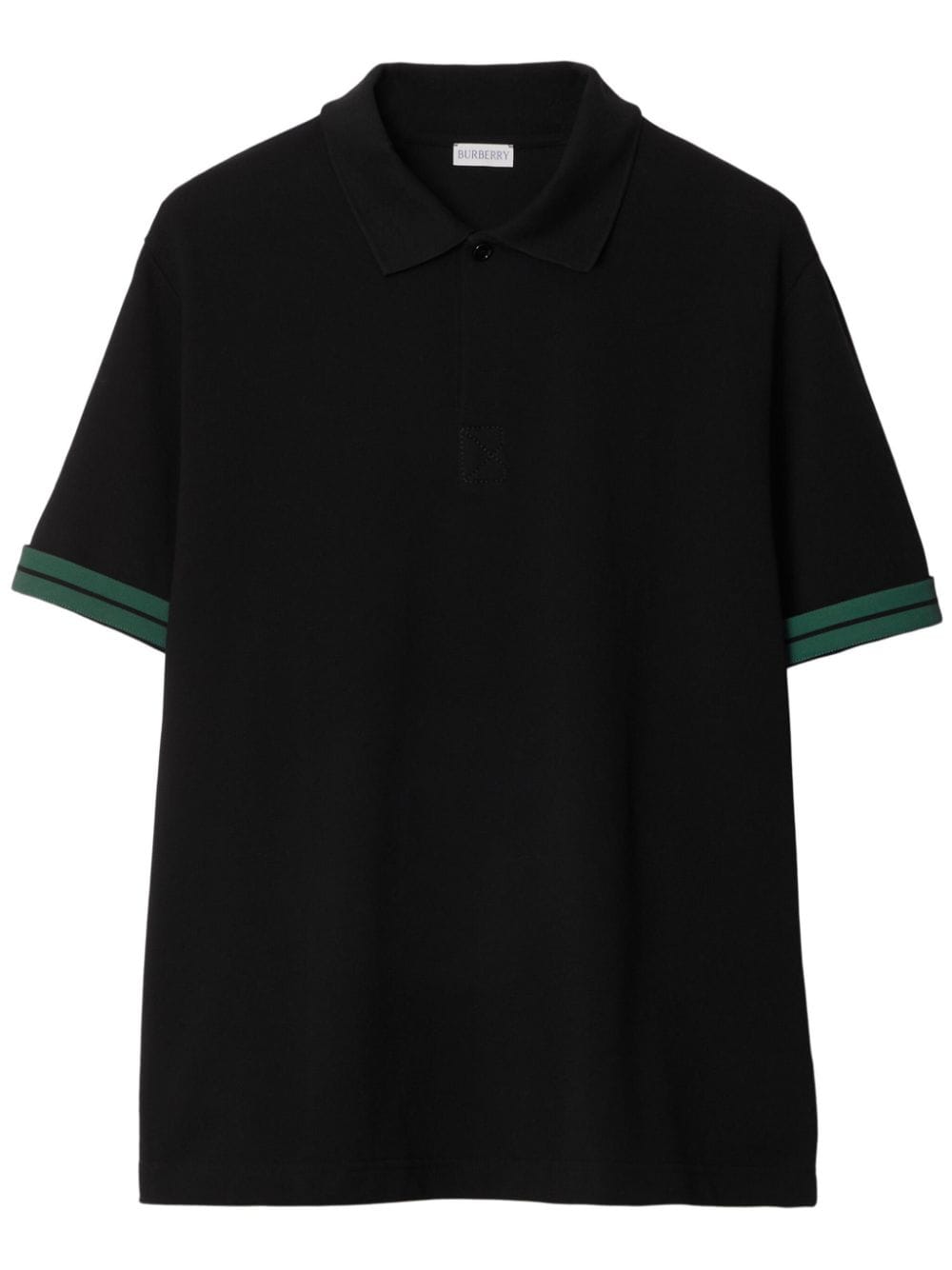 Burberry Striped-cuffs Polo Shirt In Black