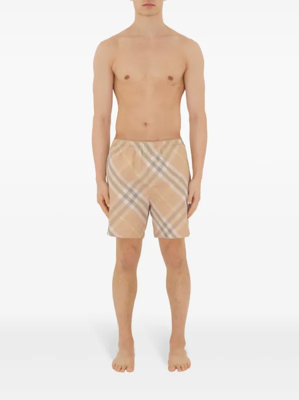 BURBERRY|SHORTS (Checkered Swim Pants (8083162)) Burberry Checked Swim Shorts | Neutrals | FARFETCH