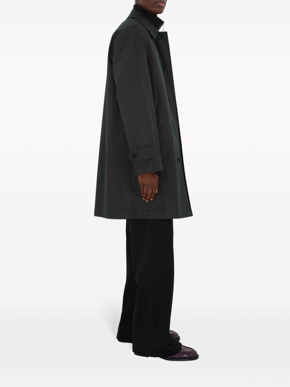 Shop Burberry Button-up Trench Coat In Black