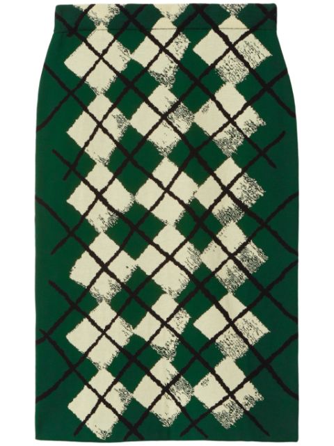 Burberry argyle intarsia-knit midi skirt