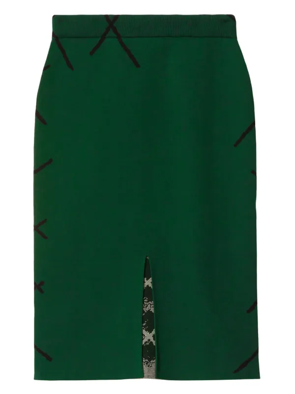 Burberry Argyle intarsia-knit Midi Skirt | Green | FARFETCH