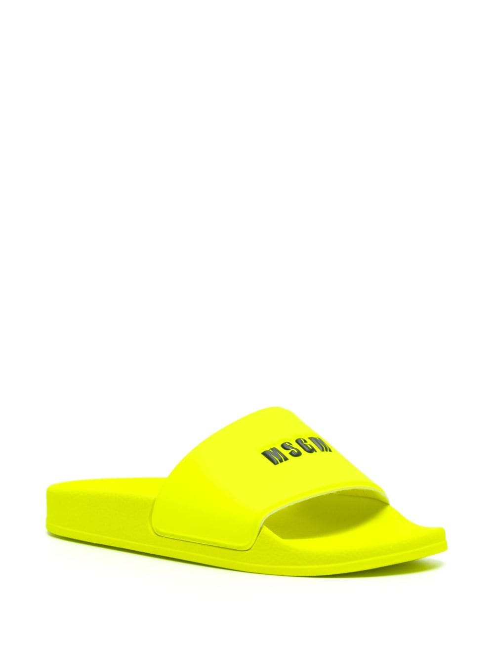 Shop Msgm Logo-embossed Pool Slides In Yellow