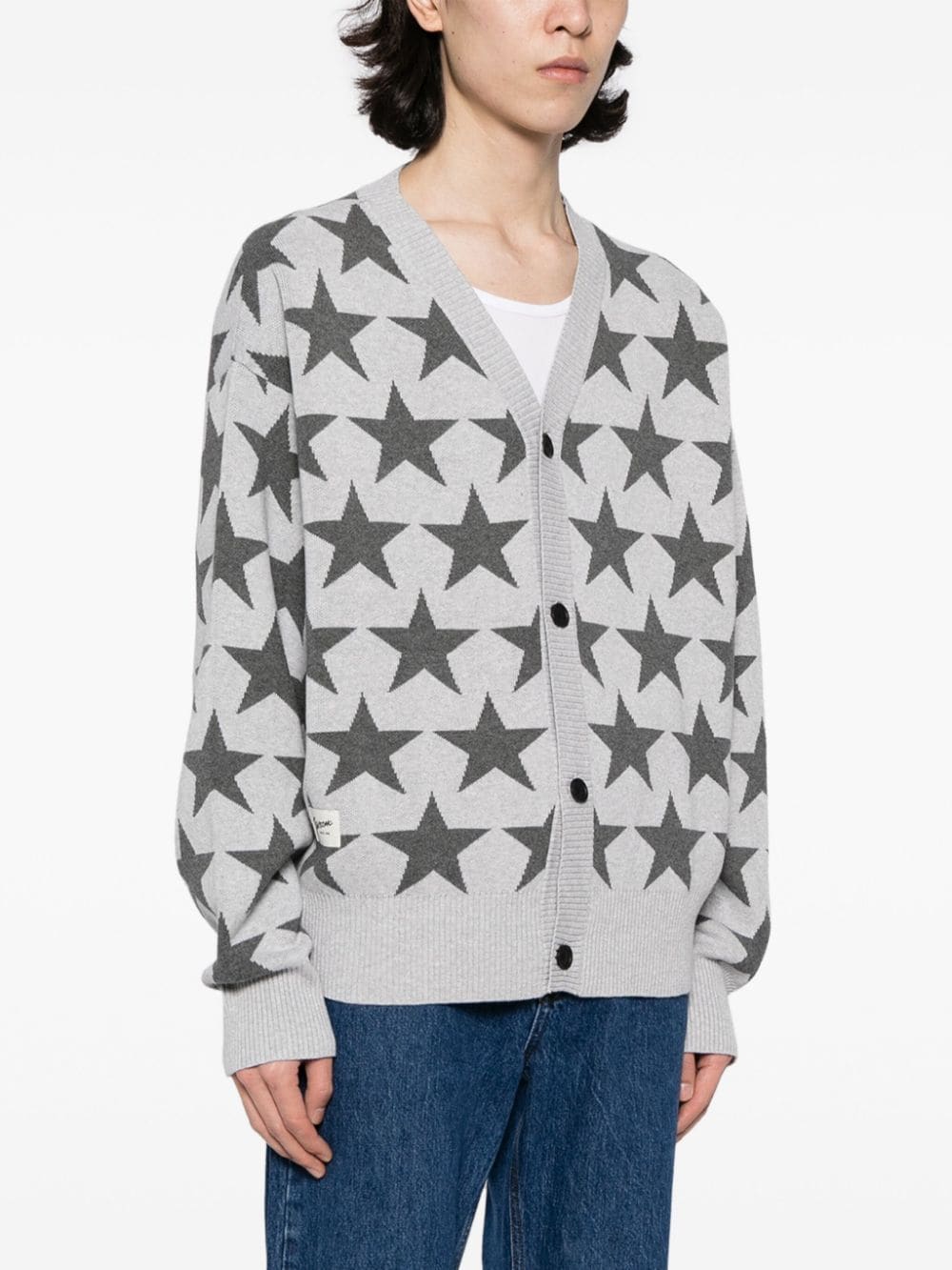Shop Five Cm Star Intarsia-knit Cardigan In Grau