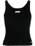 izzue logo-plaque ribbed tank top - Black