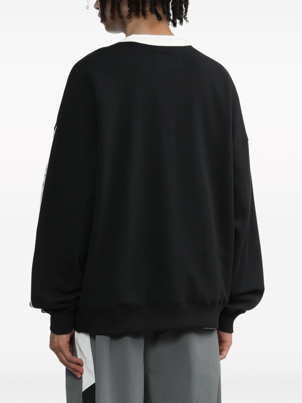 Shop Izzue Side-stripe Cotton Sweatshirt In Black