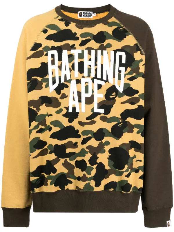 A BATHING APE Camo Crazy Cotton Sweatshirt Yellow FARFETCH CA