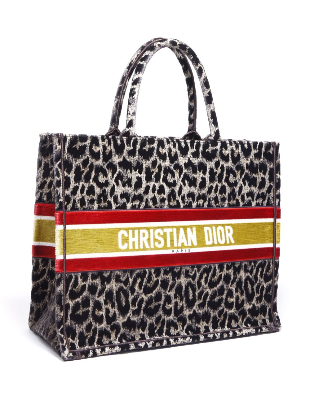 Pre-owned Dior  Book Leopard-print Tote Bag In Brown