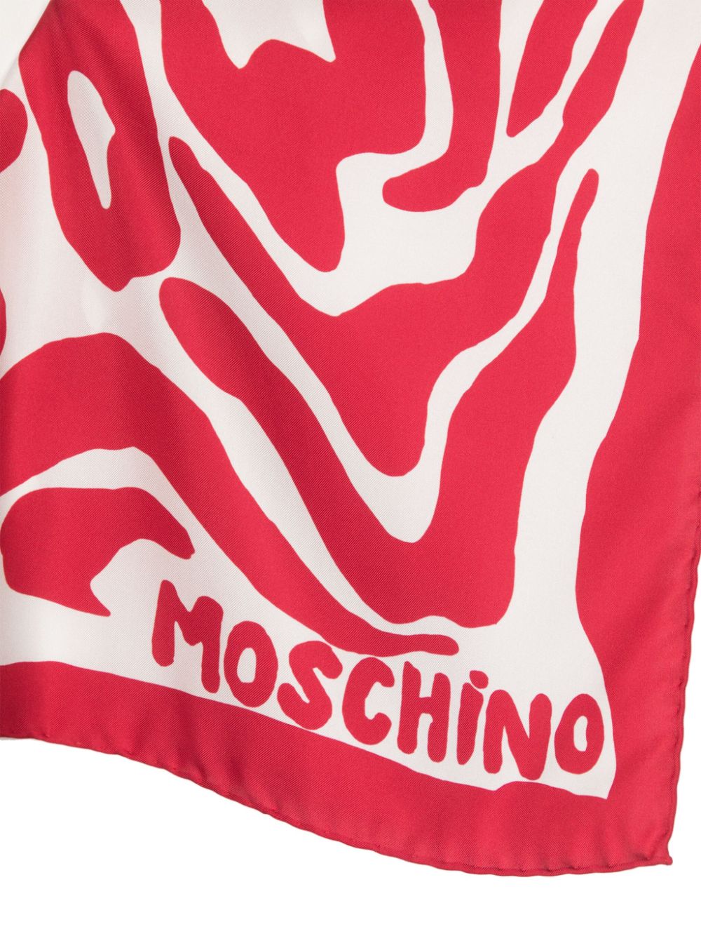 Shop Moschino Animal-print Silk Scarf In Rot