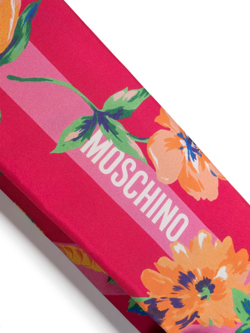 Shop Moschino Floral-print Silk Scarf In Pink