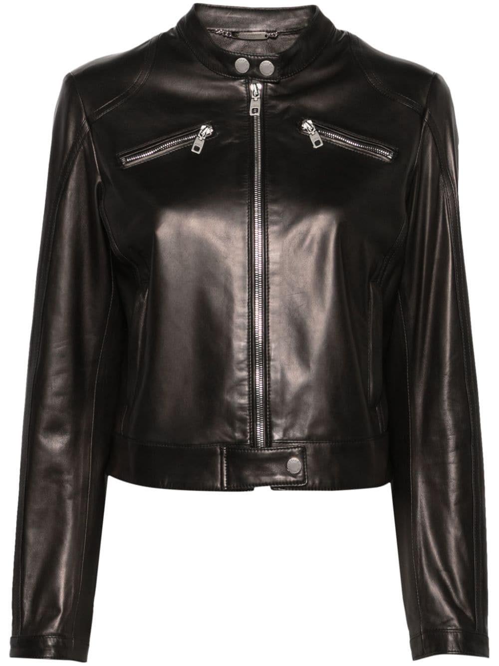 Dolce & Gabbana Zip-up Leather Jacket In Schwarz