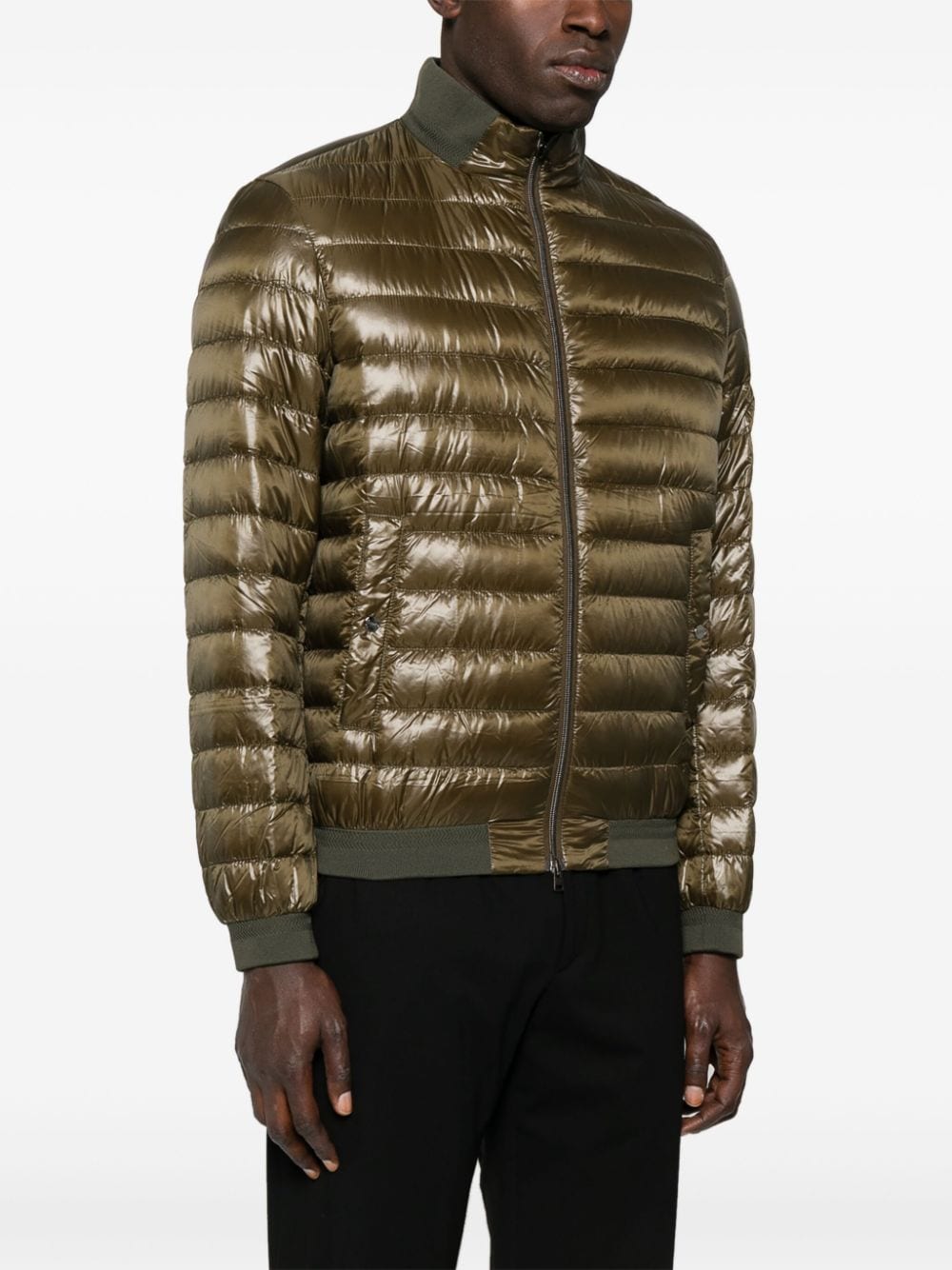 Shop Herno Zip-up Padded Jacket In Green
