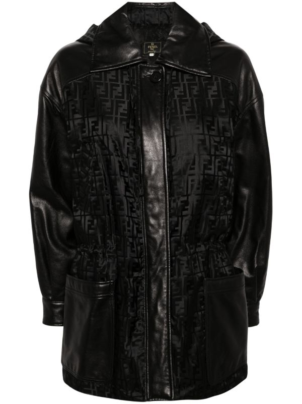 Fendi leather cheap coat