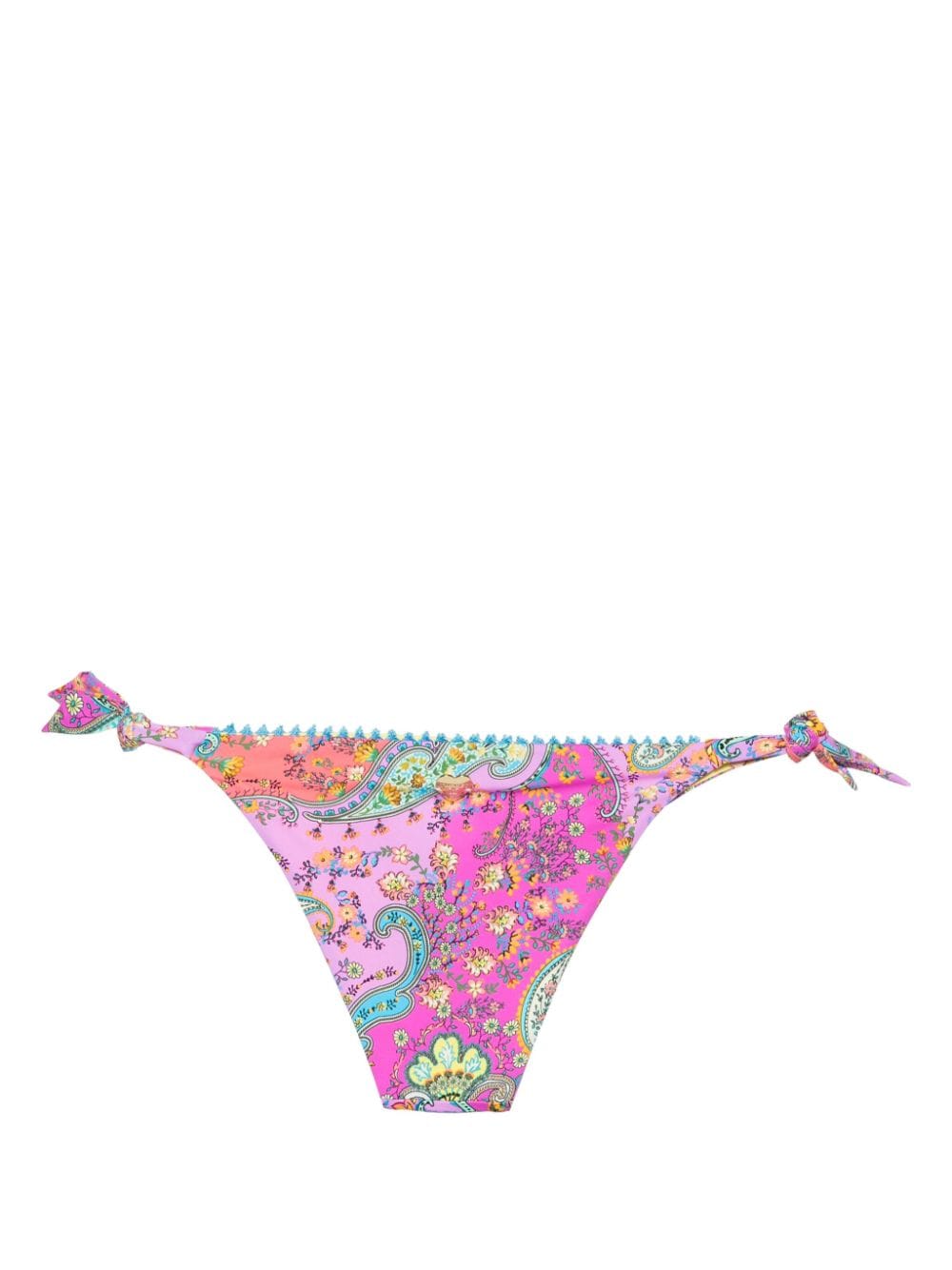 Shop Twinset Paisley-print Thong Bikini Bottoms In Pink
