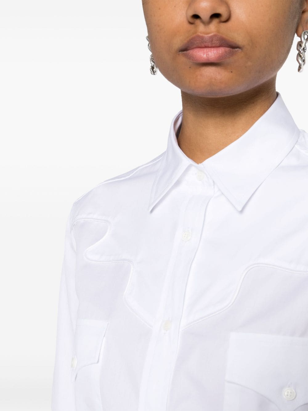 Shop Ermanno Scervino Long-sleeve Cotton Shirt In White