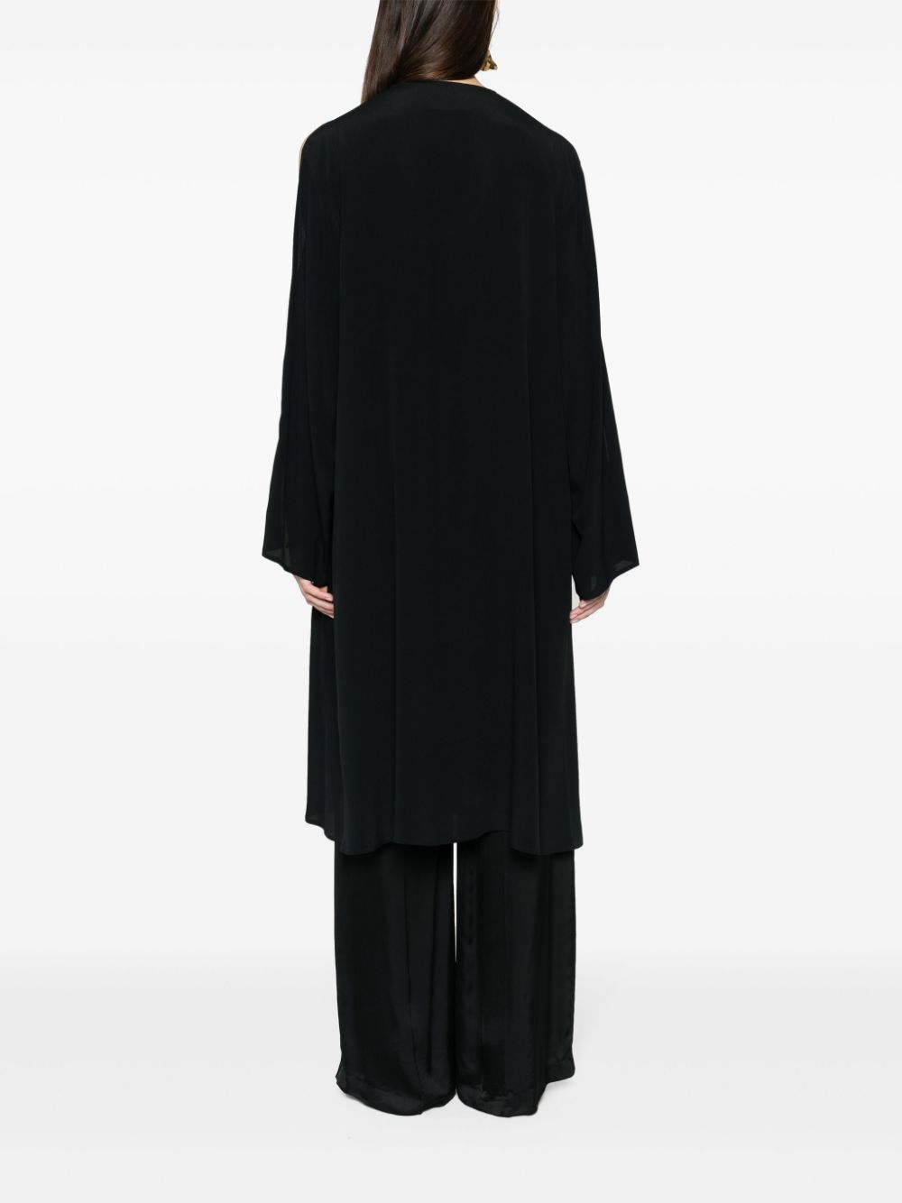 Shop Erika Cavallini Lightweight Crepe Midi Coat In Black