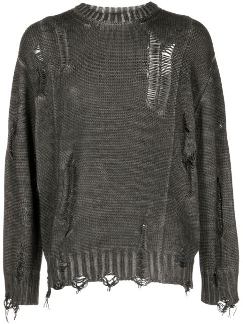 Juun.J distressed crew-neck jumper