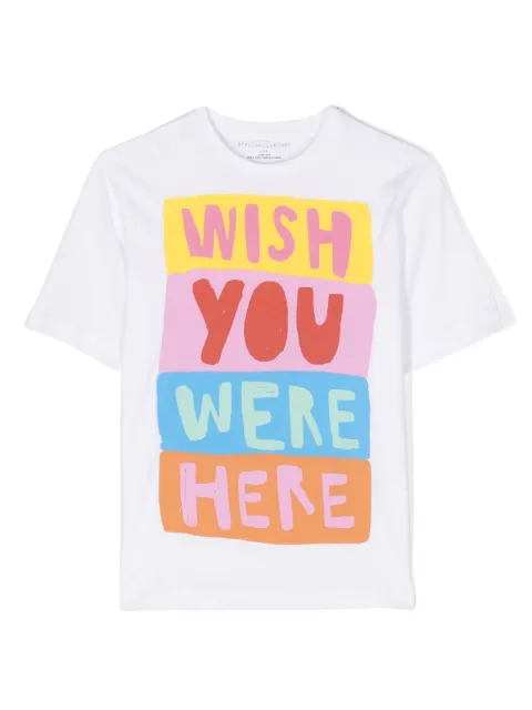 Stella McCartney Kids Wish You Were Here-print cotton T-shirt